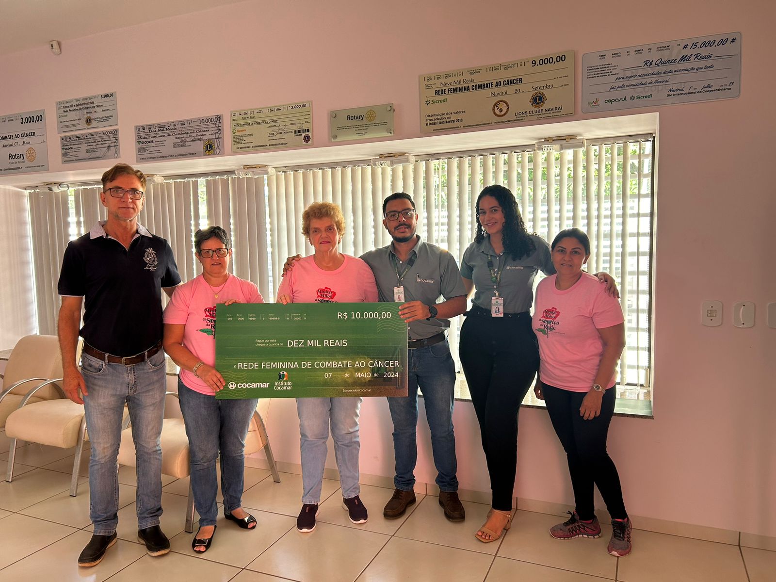 Cocamar doa R$ 10 mil para a Rede Feminina de  Combate ao Câncer de Naviraí (MS) 